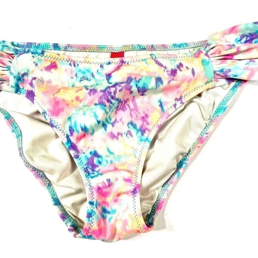 VICTORIAS SECRET WHITE & PASTEL SWIM BOTTOM SIZE S